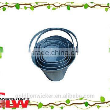 new products, set of 5 iron bucket with handle ,storage buckets,color: blue