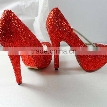 2013 New Red Women's Party Shoes With Czech Crystal Handmade