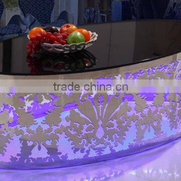 LED flash hollow stainless steel coffee table