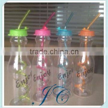 New design coke water bottle with straw many color for choose