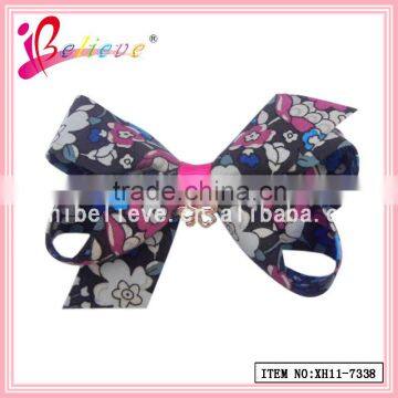 Factory accept custom printed ribbon make hair bow clip,ribbon bow headwear