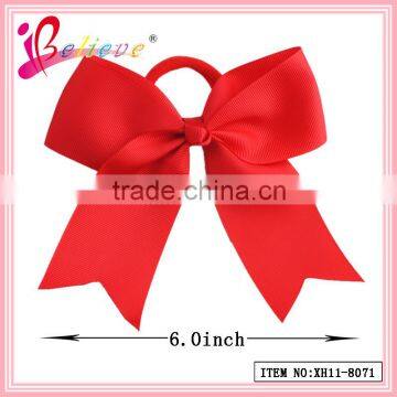 Hot sale solid color 6 inch large ribbon bow hair band elastic hair ties for fashion girls (XH11-8071)