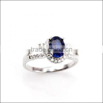 3CT Created Sapphire Ring Thailand Marcasite Jewelry