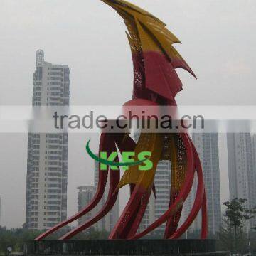 Stainless steel colorful city bird sculpture