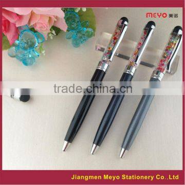 Black crystal filled pens,metal pen refills, smartphone stylus pen,crystal pen