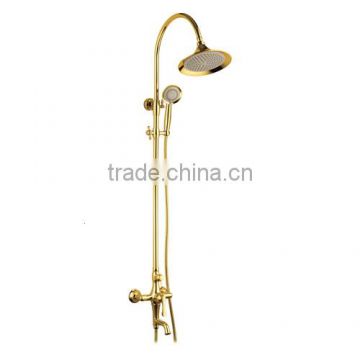 Gold color bath and shower faucet, rainfall shower column set