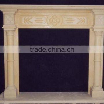 factory wholesale beige travertine column fireplace mantel                        
                                                Quality Choice