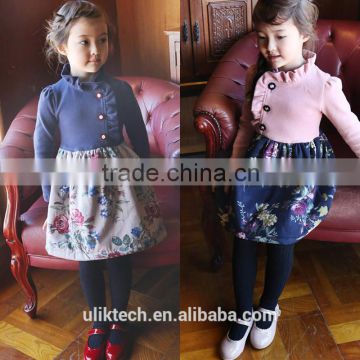 korean style children's clothing fancy floral girls dress for 2-8 years old girl