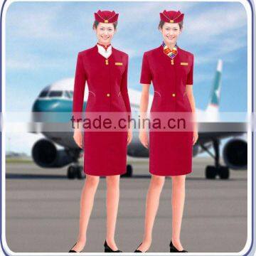 Red high quality flight attendant uniform, 2013 fashion airline stewardess uniform,hot tailored polyester Stewardess uniform