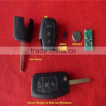 TD auto remote key ,3 button remote control unit 433mhz 4D63 80 bit chip with trunk button for F-rd