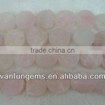 Natural gemstone round coin:16 inch 25mm rose quartz round coin