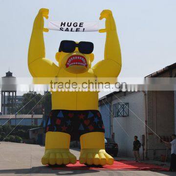 Banner Holding Big Inflatable Cartoon Shape Gorilla Model photo-2