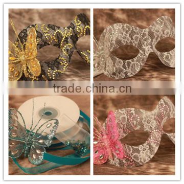 Colorful Butterfly & Rhinestone Hand Decorated Wedding Masquerade Ball Mask