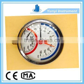 Floor heating water pressure temperature gauge