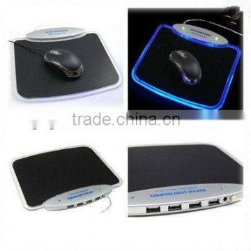 LED Light Lamp Mouse pad With 4 Ports USB HUB