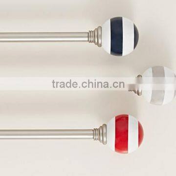 Resin Nautical Painted stripes Finial curtain rod track runner ROD DIAMETER 1" 5-8" 6-8" 1-2" 1-1/2"