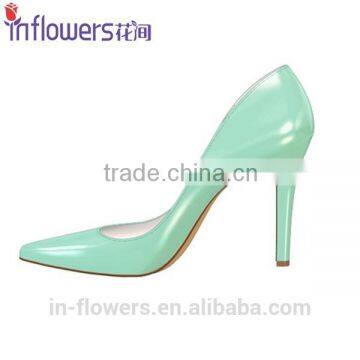 Light Blue Patent Leather Ladies High Heel Dress Shoes photo-3