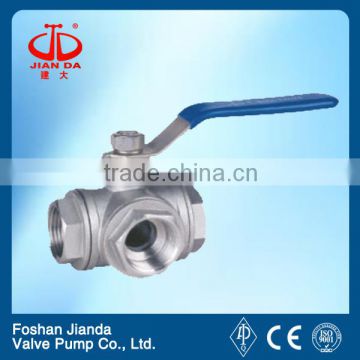 Stainless steel threaded 3 way ball valve