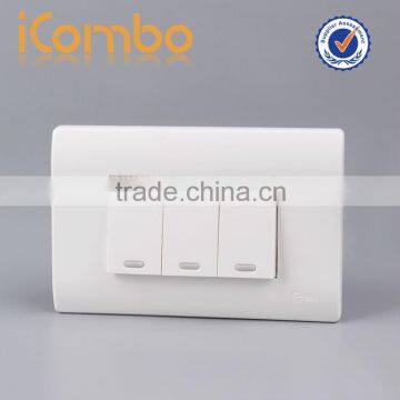 Icombo PB3116 3Gang 1Way Click Light Cover Switch Wall Plate photo-2