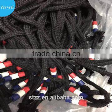 Colorful durable plastic tips on shoelace of high quality