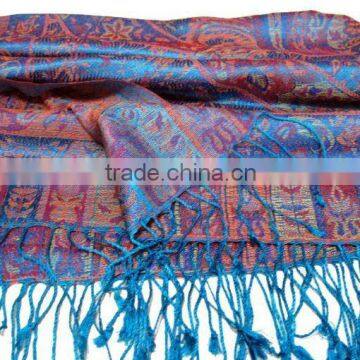 Designer Interwoven Wool Silk Jacquard Scarf