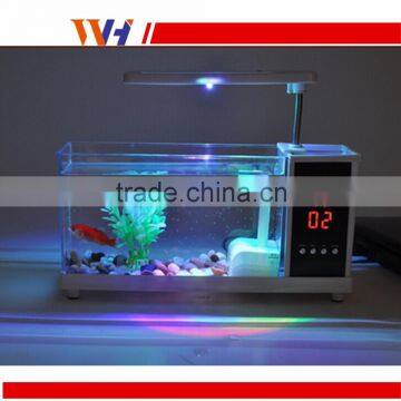 Mini Table Fish Tank, Electronic Clock on Table Lamp photo-4
