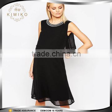 Factory Price Fashion Beaded Chiffon Layer Maternity Dress