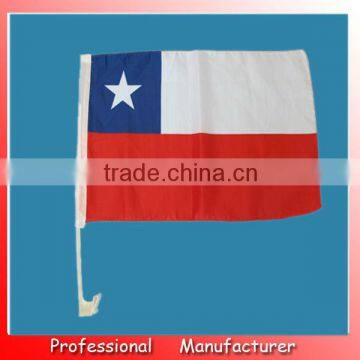 Indoor polyester flag,30*45cm flag,Chile car flag with plastic pole