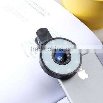 Angle Selfie Lens With LED Flash Fill-in Light for IPhone Samsung LG Mobile Phone Purple