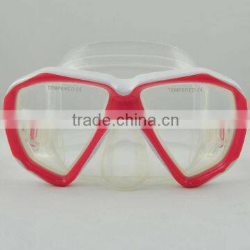 Fashion female diving mask, plastic eyeglasses frames, liquid silicone skirts diving mask