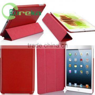 2014 Good qulity book smart folding leather case for ipad mini