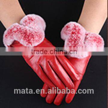 Lovely Rabbit Fur Leather Touch Screen Gloves Protective Your Hands