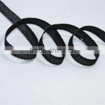 Single herringbone polyester ribbon with silver thread