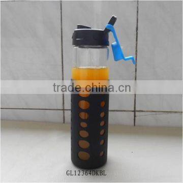 wide mouth clear pyrex glass water bottles with silicone sleeve