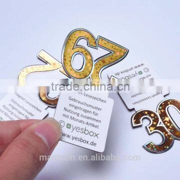 custom new hot creative gold number design flat paper fridge magnets