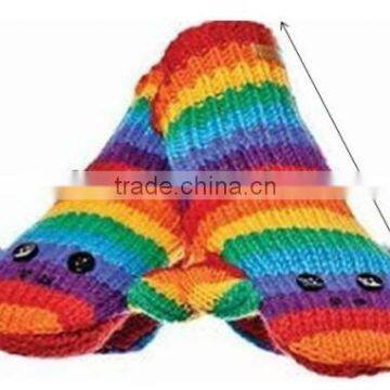 Hot Popular Kids Knitted Stripes Sock Monkey Mittens