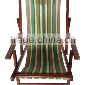 solid wood beach chair armrest Deck Chair foldable canvas lounge chair outdoor balcony