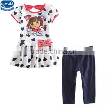 (HG5153) 2-6Y white/navy autumn cotton baby girls suits fancy party girls suits