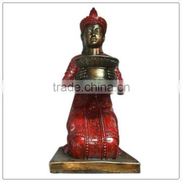 Red Color Imitation Antique Buddha Figurine Resin Buddha