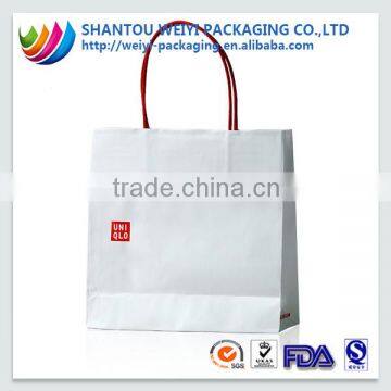 Elegant White Packaging Bags with handle washable white kraft paper storage bag