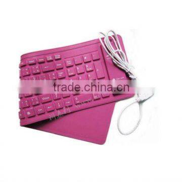 Silicone flexible keyboard in color for computer or PC