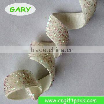 White Glitter Stretch Velvet Elastic Ribbon