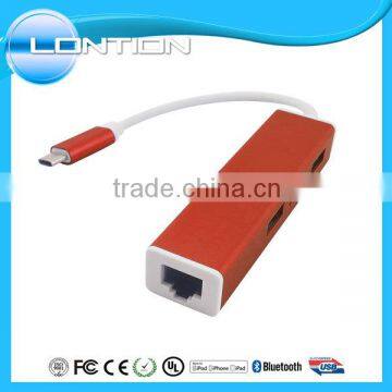 3 Port USB 3.0 Type C HUB With RJ45 Lan Ethernet Adapter