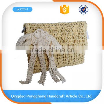 Handmade simple fashion paper straw cotton crochet bag free pattern