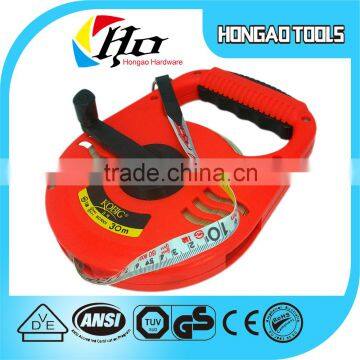 30M red metal hook one stop color fiber measure tape for Korea