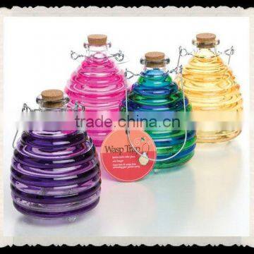 Colored Glass Hanging Wasp Trap