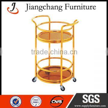 Round Shape Double-deck metal cart bar trolley JC-ZS17