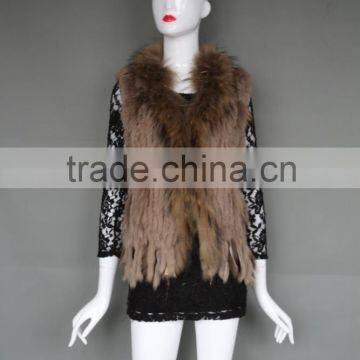 Women Genuine Rabbit Hooded Fur Cape /Shawl with Tassels