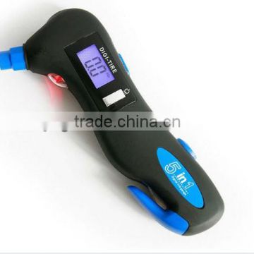 Digital LCD display Tire Gauge with hammer/ tire pressure gauge LED light