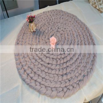 Hand made Chunky round giant knit rug